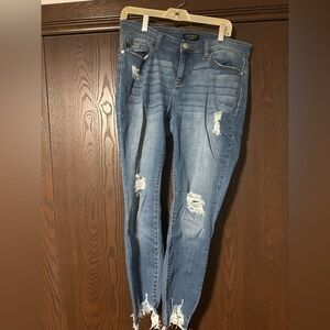Judy Blue Medium Blue Distressed Skinny Jeans